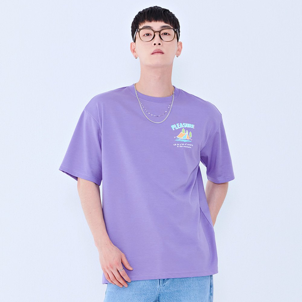 남성 캠핑 드로잉 반팔 티셔츠BBAK5841D0T