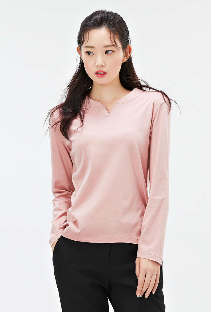 여성 넥변형 베이직 티셔츠 AEZG5103B0P