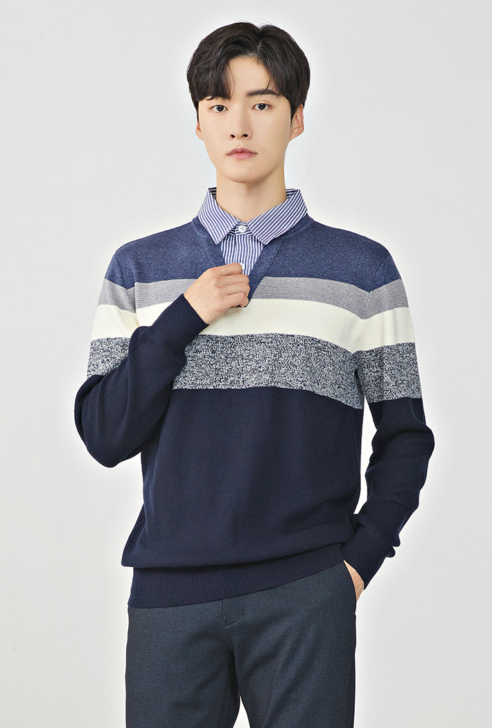 남성 셔츠 레이어드 스웨터 KFRK5212C04